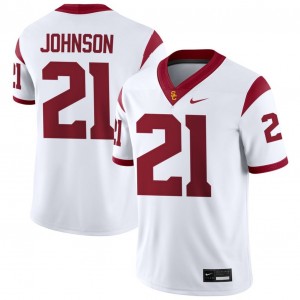 Men's Chasen Johnson White USC Trojans #21 College Football Embroidery Jersey 708643-397