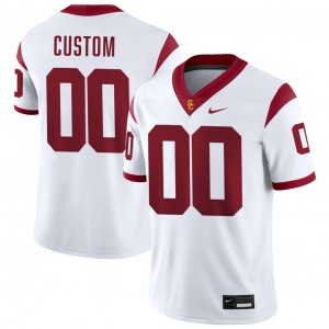 Mens Custom White USC Trojans #00 College Football Official Jersey 669389-451