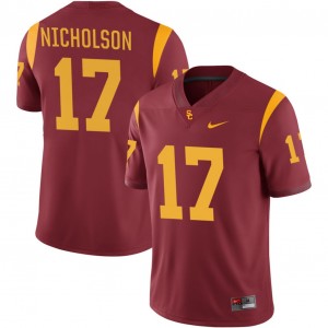 Mens DeCarlos Nicholson Cardinal USC Trojans #17 College Football University Jerseys 482500-404