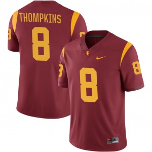 Men's Devan Thompkins Cardinal USC Trojans #8 College Football Replica Jersey 111973-688