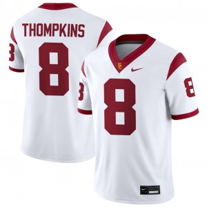 Mens Devan Thompkins White USC Trojans #8 College Football Embroidery Jerseys 121271-979