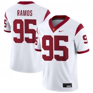 Mens Jadyn Ramos White USC Trojans #95 College Football Stitched Jersey 421414-375