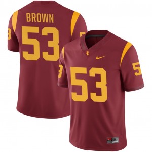 Mens Luke Brown Cardinal USC Trojans #53 College Football University Jersey 287253-138