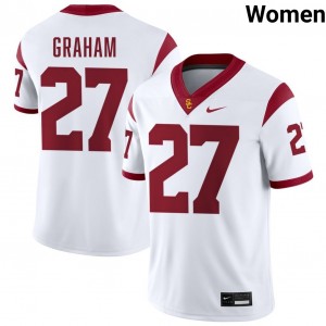 Womens Alex Graham White USC Trojans #27 College Football Embroidery Jersey 183996-982