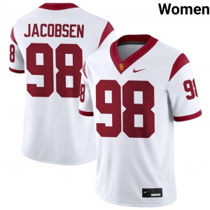 Women's Cash Jacobsen White USC Trojans #98 College Football Game Jersey 716269-703