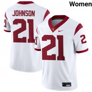 Womens Chasen Johnson White USC Trojans #21 College Football Stitched Jersey 206720-994