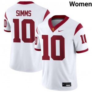 Womens Corey Simms White USC Trojans #10 College Football Embroidery Jersey 671072-562