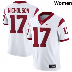 Women DeCarlos Nicholson White USC Trojans #17 College Football Game Jerseys 909205-498