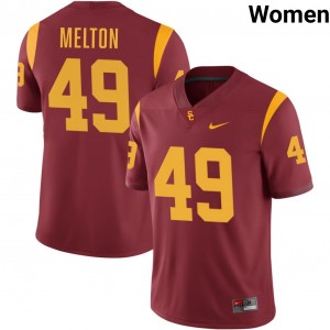 Women Fisher Melton Cardinal USC Trojans #49 College Football Embroidery Jersey 697568-521