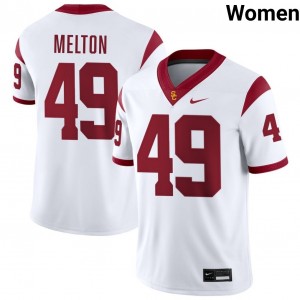 Women Fisher Melton White USC Trojans #49 College Football Embroidery Jersey 128670-481