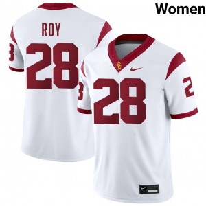 Women Gage Roy White USC Trojans #28 College Football Embroidery Jersey 691491-976