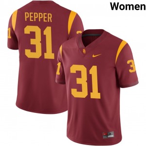 Women's Hank Pepper Cardinal USC Trojans #31 College Football 2025-26 Jersey 490132-129