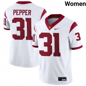 Women Hank Pepper White USC Trojans #31 College Football 2025 Jerseys 346223-403
