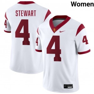 Women's Jahkeem Stewart White USC Trojans #4 College Football NCAA Jerseys 172516-498