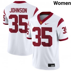 Women James Johnson White USC Trojans #35 College Football University Jersey 960101-357
