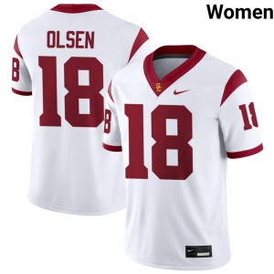 Womens Joey Olsen White USC Trojans #18 College Football Replica Jerseys 986819-892