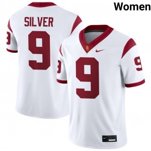 Women Keeshawn Silver White USC Trojans #9 College Football University Jerseys 625968-776