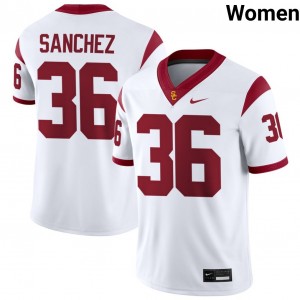 Women's Rey Sanchez White USC Trojans #36 College Football Embroidery Jersey 731353-867
