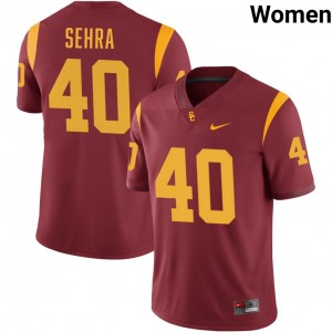 Womens Shawn Sehra Cardinal USC Trojans #40 College Football Player Jersey 572935-666