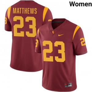 Women's Walter Matthews Cardinal USC Trojans #23 College Football 2025 Jersey 303852-124