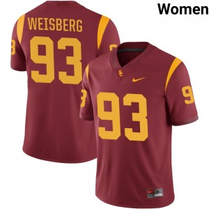 Women's William Weisberg Cardinal USC Trojans #93 College Football University Jerseys 926260-706