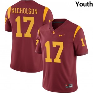 Youth DeCarlos Nicholson Cardinal USC Trojans #17 College Football University Jersey 509517-389