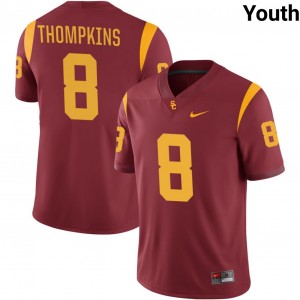 Youth Devan Thompkins Cardinal USC Trojans #8 College Football Stitched Jersey 887474-654