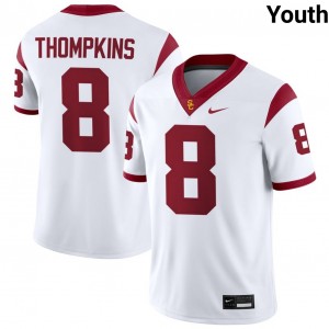 Youth Devan Thompkins White USC Trojans #8 College Football Replica Jersey 924765-379