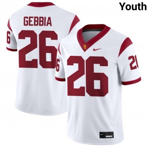 Youth Dylan Gebbia White USC Trojans #26 College Football Embroidery Jersey 764880-766