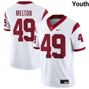 Youth Fisher Melton White USC Trojans #49 College Football Embroidery Jerseys 174577-137
