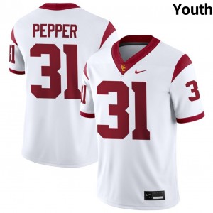 Youth Hank Pepper White USC Trojans #31 College Football Game Jersey 318535-356