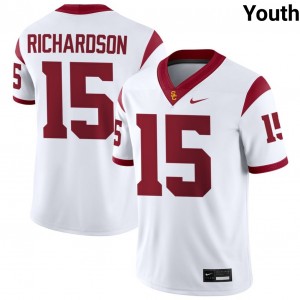 Youth Jaden Richardson White USC Trojans #15 College Football Replica Jersey 220784-336