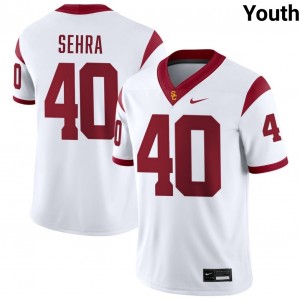 Youth Shawn Sehra White USC Trojans #40 College Football Embroidery Jerseys 556550-944