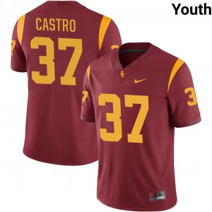 Youth Trestin Castro Cardinal USC Trojans #37 College Football Embroidery Jerseys 622777-748