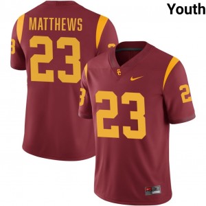 Youth Walter Matthews Cardinal USC Trojans #23 College Football Official Jersey 514353-507